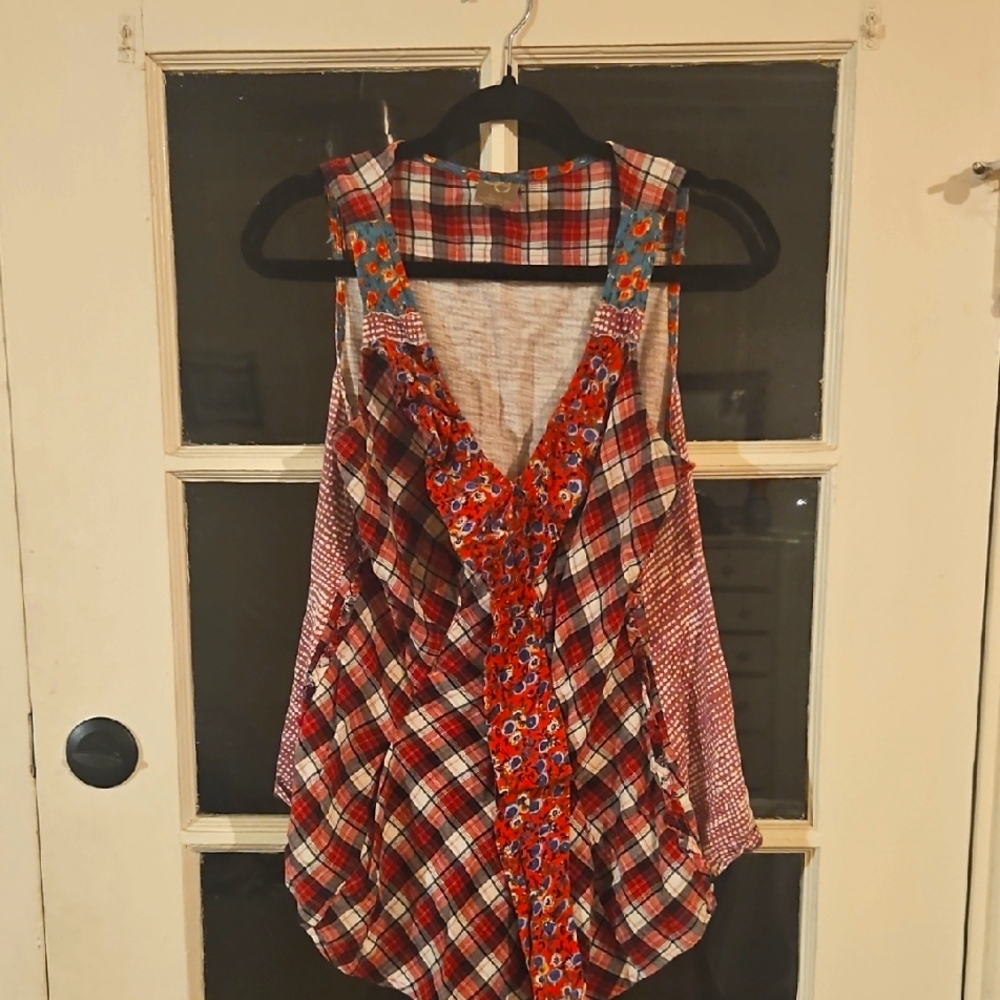 One September/ Anthro Top. Mixed Fabric